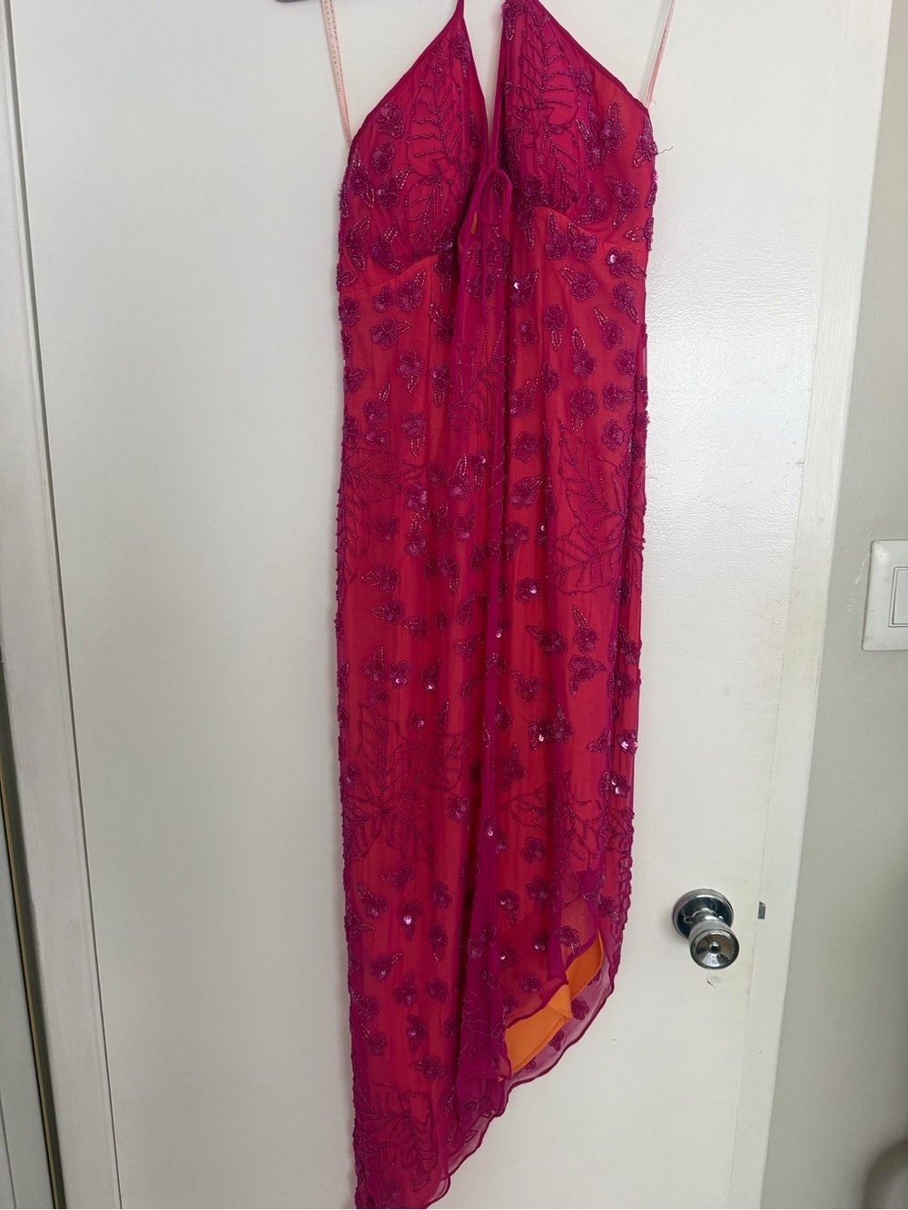 Women's Embellished Fuchsia Slip Dress